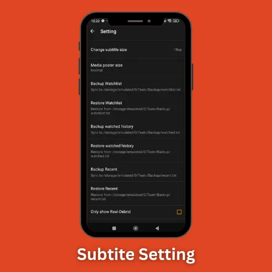 app tea tv subttitle setting