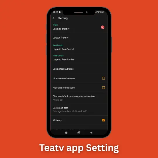 teatv apk setting